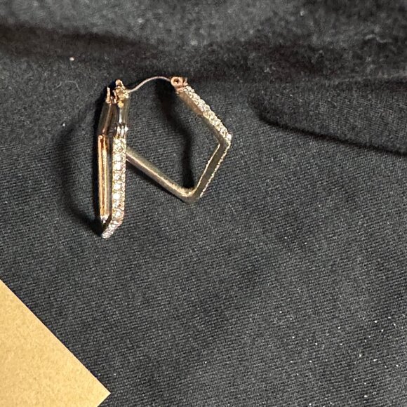 ✨ Gold Geometric Rhinestone Hoop Earrings | Cassandra & Co. Boutique Collection - Picture 1 of 7